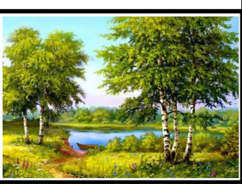 Diamond painting - landschap met Berkenbomen / 30x40cm -partiële