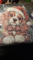 Diamond painting -  kerst hond - raamhanger