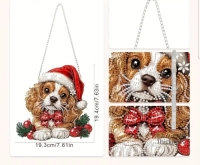 Diamond painting -  kerst hond - raamhanger