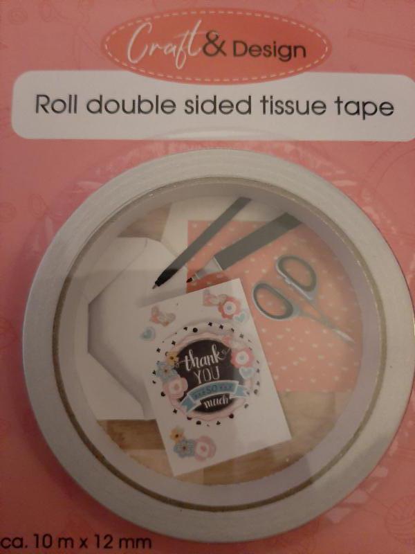 Tissue tape /  dubbel zijdige tape 10 m x 12 mm