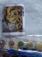 Schilderen op nr - zonnebloemen in mand / 40x50 cm