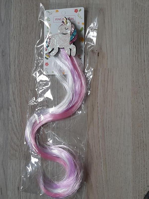 haarset: Gekleurd haar en unicorn clip