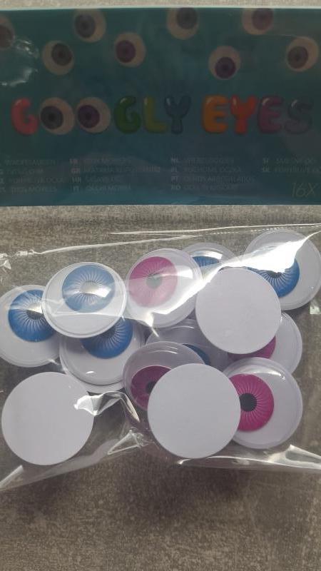 16 x blauwe + roze plakoogjes ogen
