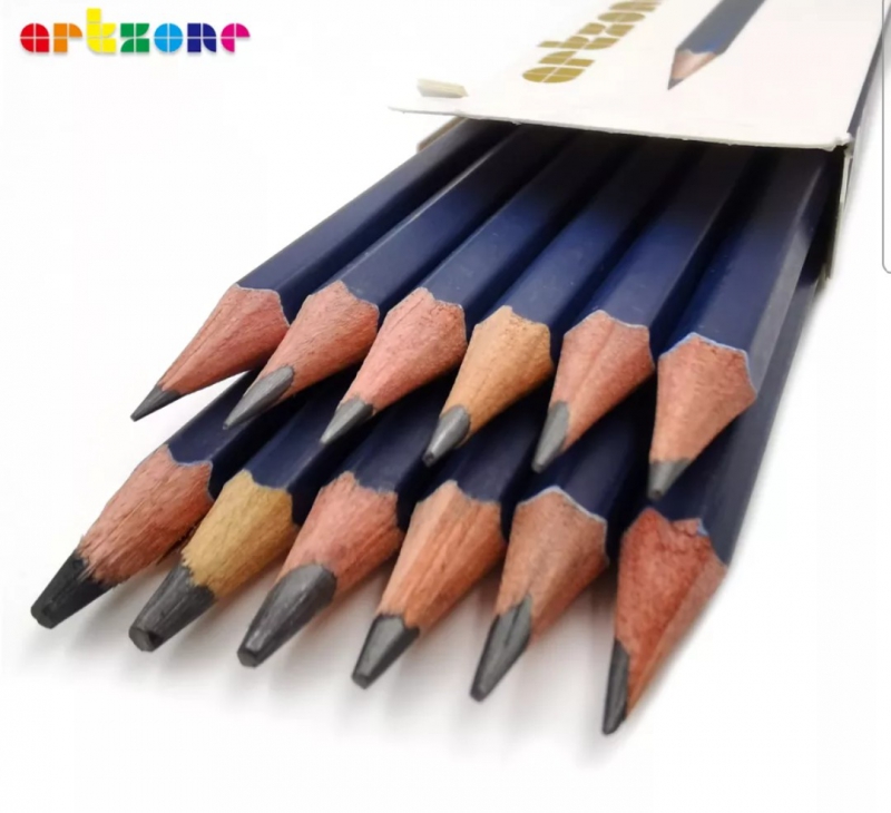 12 Teken potloden  - grafiet  - van HB B tot 12B 6H