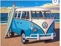 Diamond paintingset  - Volkswagen bus  - blauw / 40x50cm