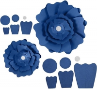 knutselen:  2 papieren bloemen/ rozet / blauw / groot