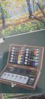 acrylic paint / 20 artikelen/ in houten koffer