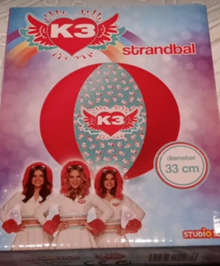 strandbal  -K3- roze blauw 33 cm
