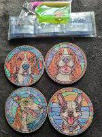 Diamond painting  - onderzetters  4 x Honden/ Mozaïek