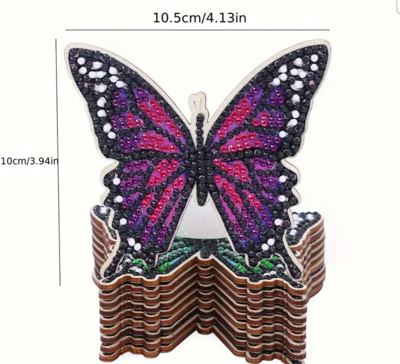 Onderzetters vlinders -10 x met houder