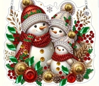 Kerst  raamhanger Diamond painting  Sneeuwpoppen