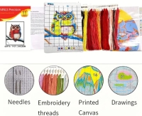 Borduurset  - uil / uiltje met sjaal / 11 CT