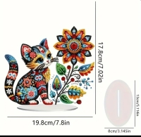 Diamond painting  - staande kat met bloem