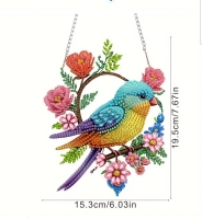 raamhanger  - d.p. - vogel met bloemen