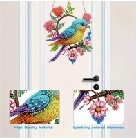 raamhanger  - d.p. - vogel met bloemen