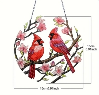 Raamhanger  - 2 Rode vogels  - Diamond p.