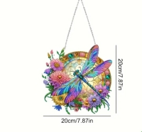 Raamhanger Diamond p. libelle met bloemen