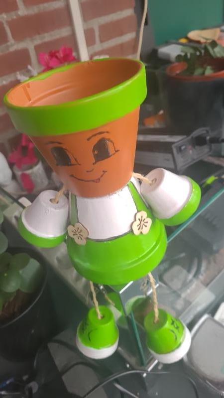 Bloempot pop- groen wit