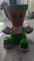 Bloempot pop- groen wit