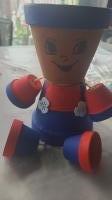 Bloempot pop - blauw rood