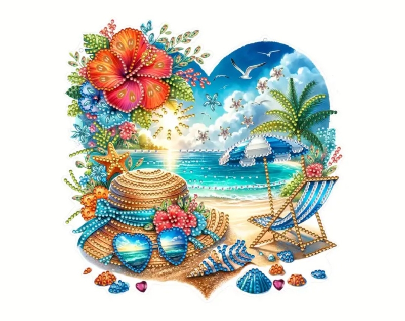 Diamond painting  - Raamhanger- strand zee