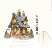 Diamond painting  - kersthuisje op standaard