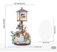 Kerst Diamond painting  Sneeuwpop met lantaarn standaard