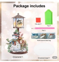 Kerst Diamond painting  Sneeuwpop met lantaarn standaard