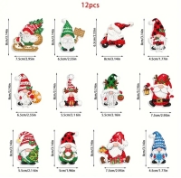 Diamond painting kerstboom hangers- kerstman - set 1