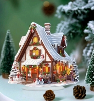 Kerst Diamond painting  kersthuisje op standaard