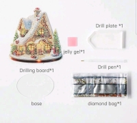 Kerst Diamond painting  kersthuisje op standaard