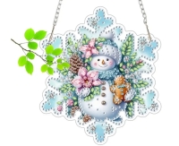 Sneeuwvlok met sneeuwpop- raamhanger- d.p.