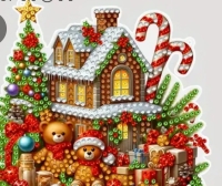 Kerst raamhanger- huisje beren - d p.