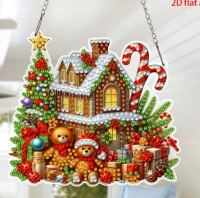 Kerst raamhanger- huisje beren - d p.