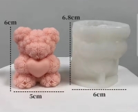 Gebloemde Beer + hartje kaarsen mal