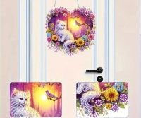 Raamhanger witte kat ❤️ Diamond painting