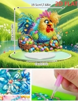 Diamond painting-  kip haan + eieren-  op standaard