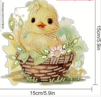 Diamond painting raamhanger- kuiken in mand