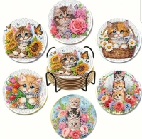 Diamond p.  - 6 x katten onderzetters