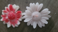 Sierkaarsjes - 2 x Margriet wit rood
