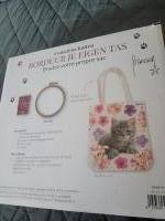 DIY -  tas -  borduur je eigen tas: Grijs katje