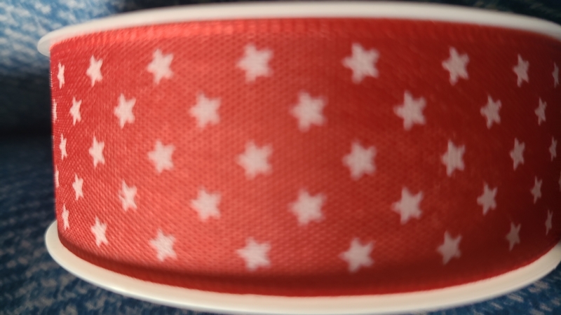 Kerstlint - Rood met witte sterren  - 3 m