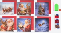 Kerstkaarten 4 + 2 popup blauw
